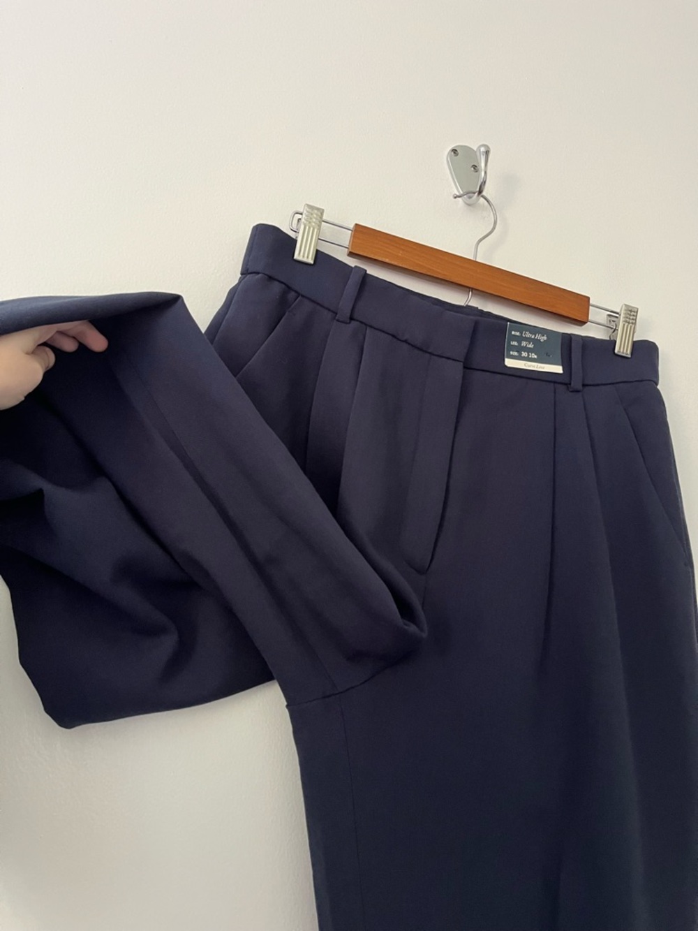 NEW Abercrombie & Fitch Sloane Tailored Wide Leg Pants Curve Love Blue 10 30 R - Picture 4 of 12
